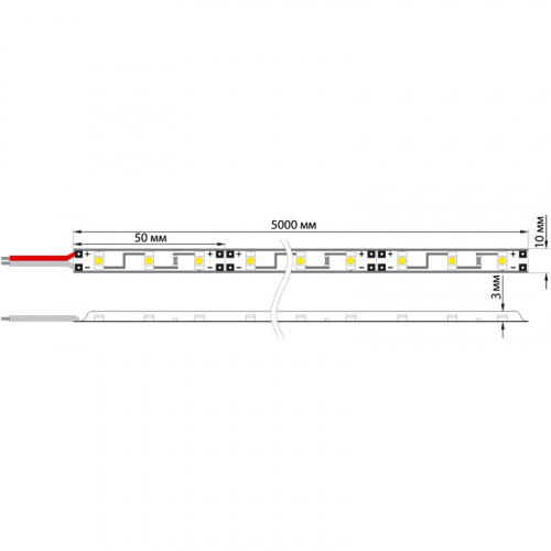 картинка LED лента 5м силикон,  10 мм,  IP65, SMD 5050, 60 LED/m,  12 V,  цвет свечения теплый белый LAMPER от магазина Сантехстрой