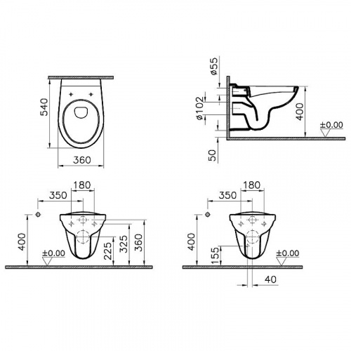 картинка Комплект унитаза с инсталляцией Vitra Normus L-box 9773B003-7207 с сиденьем и Белой клавишей смыва от магазина Сантехстрой