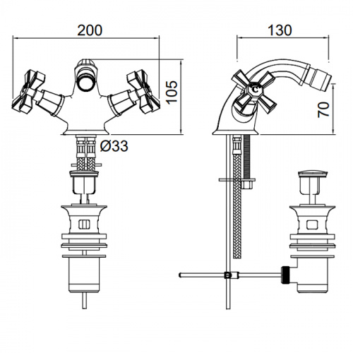 картинка Sbordoni Déco prestige  Смеситель для биде на 1 отв. с донным клапаном, цвет: никель от магазина Сантехстрой