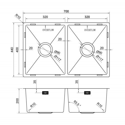 картинка Кухонная мойка Reflexion Garda RX2170SS полированная сталь от магазина Сантехстрой
