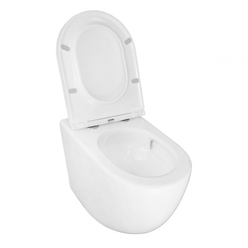 картинка Унитаз приставной Azario Grado 365х570х410 безободковый, смыв "Торнадо", в комплекте с быстросъемным сидением микролифт (AZ-2141D-UQ1) от магазина Сантехстрой