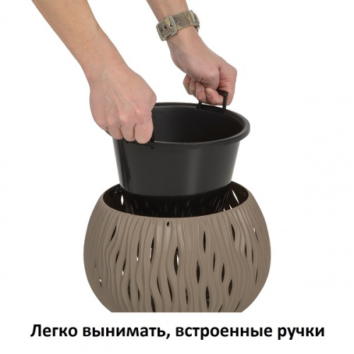 картинка Кашпо для цветов Prosperplast Sandy Bowl 3.9л, мокко от магазина Сантехстрой