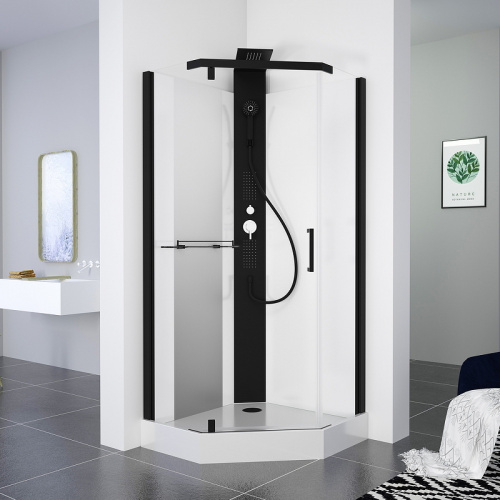 картинка Душевая кабина Black&White Galaxy G8705 90x90 8705900 с гидромассажем от магазина Сантехстрой