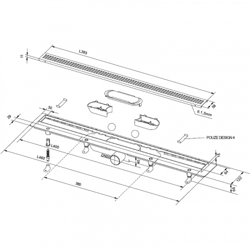 картинка Душевой лоток PlastBrno Design 4 40 SZA4400 с решеткой Хром / под плитку от магазина Сантехстрой
