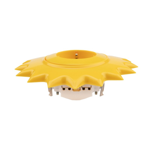 картинка Розетка одноместная KRANZ HAPPY Солнце скрытой установки с заземлением и защитными шторками,  желтая от магазина Сантехстрой