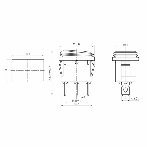 картинка Выключатель клавишный 250V 6А (3с) ON-OFF синий с подсветкой Mini ВЛАГОЗАЩИТА REXANT от магазина Сантехстрой