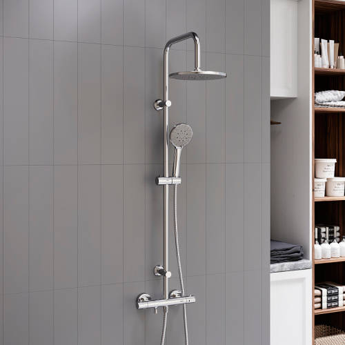 картинка D0710500 Futura душевая система с ванно душевым ТМС смесителем, хром от магазина Сантехстрой