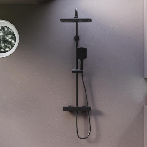 картинка 953800300 Gala душевая система с душевым ТМС смесителем, чёрный от магазина Сантехстрой