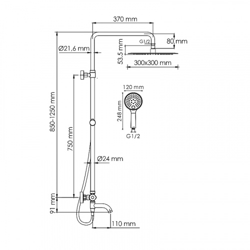 картинка Душевая система WasserKRAFT A188.261.207.PG Thermo с термостатом Золото от магазина Сантехстрой