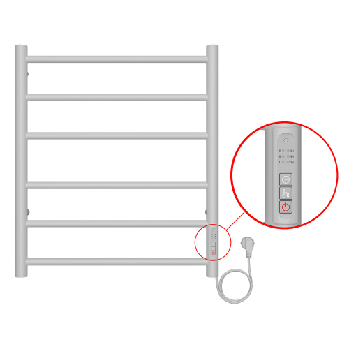 картинка Полотенцесушитель электрический AZARIO PARMA 500/600 6 секций, диммер справа, белый (AZ10856W) от магазина Сантехстрой