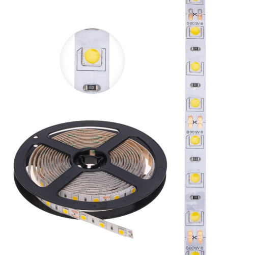 картинка Лента светодиодная 12В,  SMD5050, 14,4Вт/м,  60 LED/м,  2700К,  10мм,  3м,  для БП с клеммами,  IP65 LAMPER от магазина Сантехстрой
