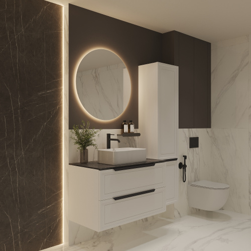 картинка Тумба со столешницей Севилья 100, Белый мат / Столешница компакт-плита, Куритиба от магазина Сантехстрой