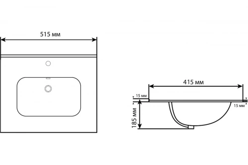 картинка Раковина-столешница Aquanet Flat 50 черный матовый 00329252 от магазина Сантехстрой