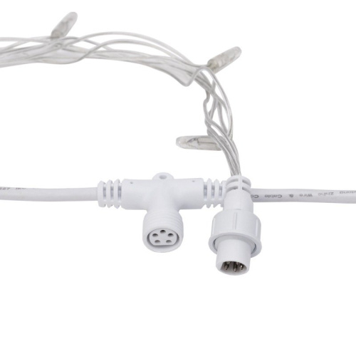 картинка Гирлянда светодиодная Занавес (Дождь),  2х3м,  240 LED БЕЛЫЙ,  прозрачный ПВХ,  IP65, эффект водопада,  24В,  не соединяется (трансформатор в комплекте) от магазина Сантехстрой