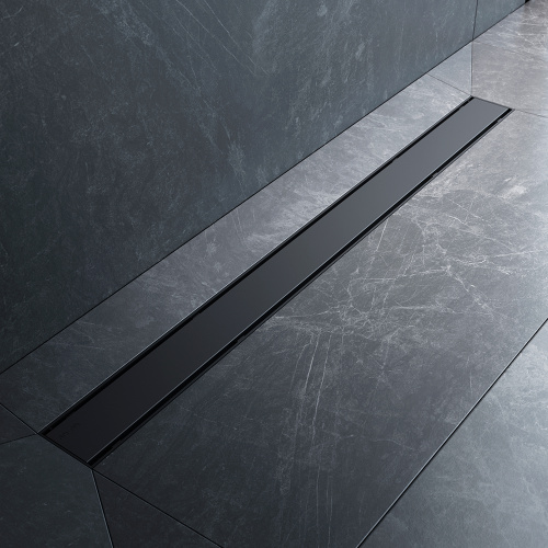 картинка W02SC-U11-090-04BM PrimeFlow Трап для душа линейный универс затвор Tile 90см цвет черн мат от магазина Сантехстрой