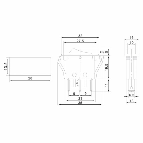 картинка Выключатель клавишный 250V 15А (3с) ON-OFF красный с подсветкой (RWB-413, SC-788) REXANT от магазина Сантехстрой