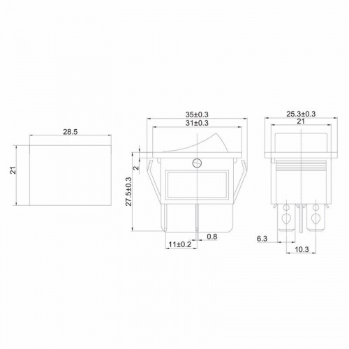 картинка Выключатель клавишный 250V 16А (4с) ON-OFF красный с подсветкой (RWB-502, SC-767, IRS-201-1) REXANT от магазина Сантехстрой