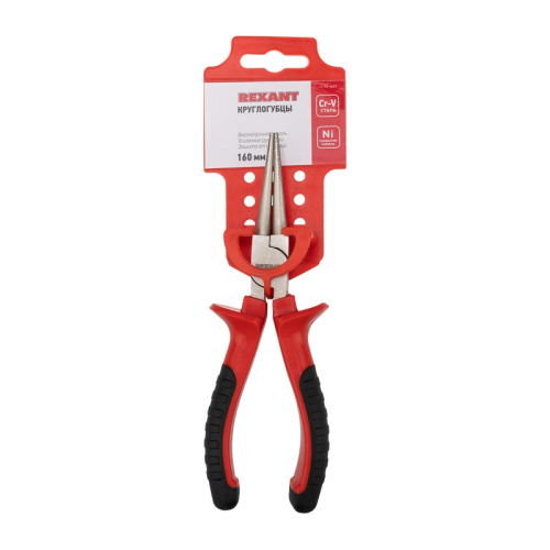 картинка Круглогубцы 160мм никелированные,  двухкомпонентные рукоятки REXANT от магазина Сантехстрой