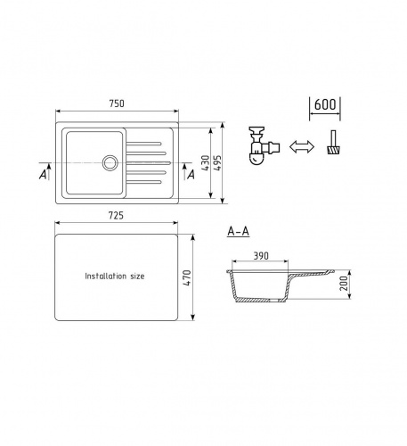 картинка Мойка Ulgran Classic графит (U-400-342) от магазина Сантехстрой