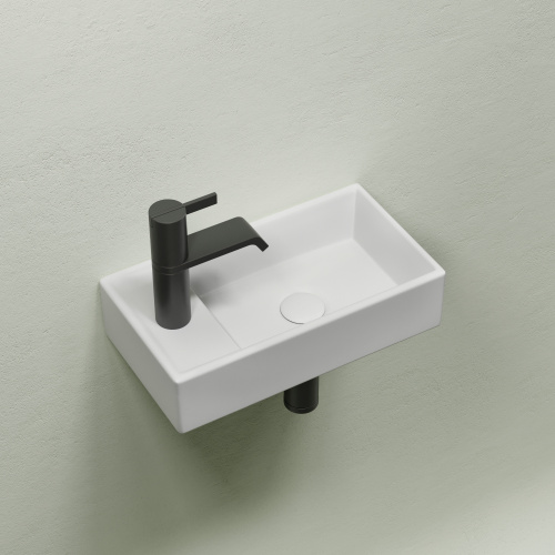 картинка CN6051RMW Умывальник подвесной прямоугольный (чаша справа, отверстие под смеситель слева) цвет белый от магазина Сантехстрой