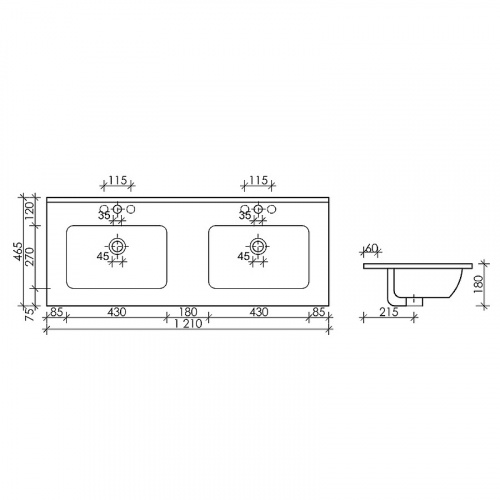 картинка Раковина Ceramica Nova Element 121 CN7004MB двойная Черная матовая от магазина Сантехстрой