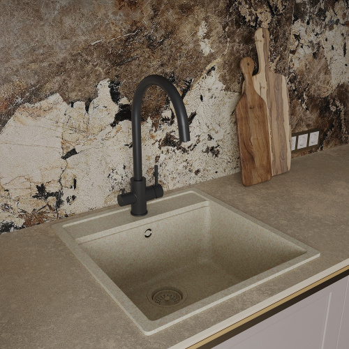 картинка Кухонный смеситель с подключением к фильтру Oliveeka OL-458022-MB, черный матовый от магазина Сантехстрой