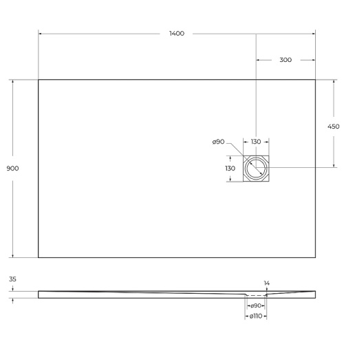 картинка Душевой поддон из искусственного камня BelBagno Uno 140x90 TRAY-MR-UNO-AH-140/90-35-W Белый от магазина Сантехстрой