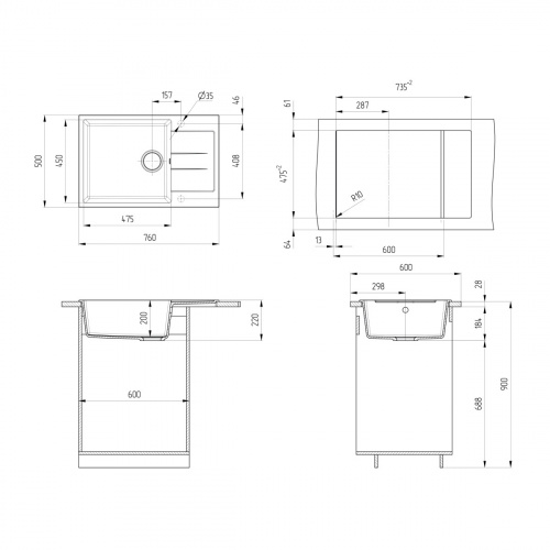 картинка Мойка Ulgran Classic темно-серый (U-602-309) от магазина Сантехстрой