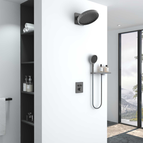 картинка Душевой комплект Inspire VSFW-3I21MT3RGM встраиваемый, термостатический, двухрежимный, вороненая сталь от магазина Сантехстрой
