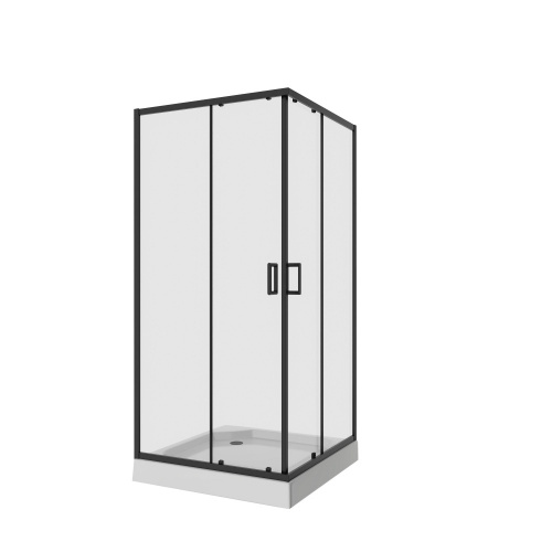 картинка Душевое ограждение Niagara Nova NG-6808-08ВLACK (90х90х195) квадрат,черный,двери раздвижные,стекло прозрачное,1 место от магазина Сантехстрой