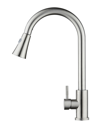 картинка Orange Steel M99-120st смеситель для кухни с вытяжным изивом, сталь от магазина Сантехстрой