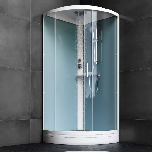 картинка W88C-401-090WT X-Joy кабина душевая  90x90, 1/4 круга,  профиль белый, стекло прозрачное от магазина Сантехстрой
