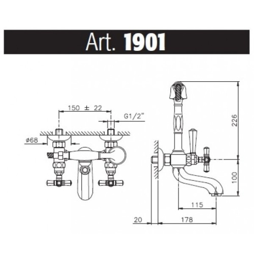 картинка Nicolazzi Teide Four Смеситель для ванны на 2 отверстия, с душевой лейкой и шлангом, цвет: бронза от магазина Сантехстрой