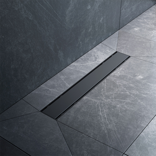 картинка W02SC-U11-050-04BM PrimeFlow Трап для душа линейный универс затвор Tile 50см цвет черн мат от магазина Сантехстрой