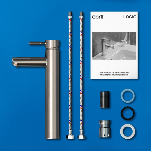 картинка D3002102SS Logic new  смеситель для умывальника из нержавеющей стали Высокий от магазина Сантехстрой