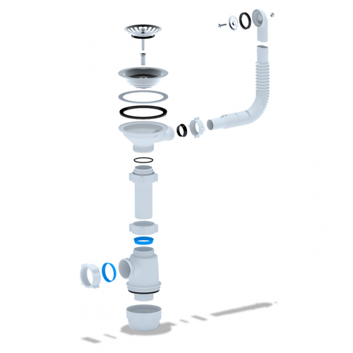 картинка Сифон для кухонной мойки Ани Пласт Грот 3 1/2"*40 с круглым гибким переливом (A0142S) от магазина Сантехстрой