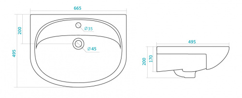 картинка Умывальник мебельный Santek "Стелла" -65см от магазина Сантехстрой