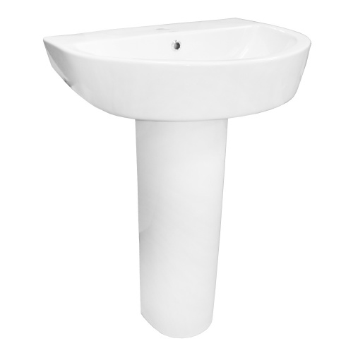 картинка Раковина с пьедесталом Creo Ceramique RENNES 600х455х855 керамика, белый глянцевый (RE3000+RE3010) от магазина Сантехстрой