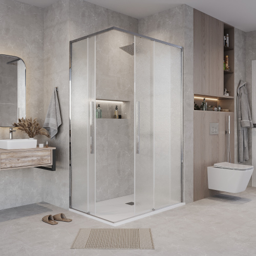 картинка Душевое ограждение Grossman Galaxy 300.K33.01.9080.10.02 (90х80х195) прямоугольник,раздвижная,хром,стекло шиншилла, 1 место от магазина Сантехстрой