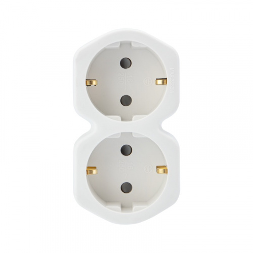 картинка Двойник электрический 16 А с заземлением и защитными шторками,  белый REXANT от магазина Сантехстрой