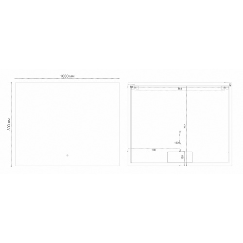 картинка Зеркало PRAGMA-норма BLACK (1000*800*45) LED с сенсорным выключателем и подогревом от магазина Сантехстрой