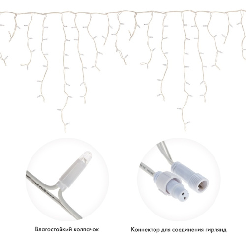 картинка Гирлянда Айсикл (бахрома) светодиодный,  5,6 х 0,9 м,  белый провод КАУЧУК,  230 В,  диоды белые,  240 LED NEON-NIGHT от магазина Сантехстрой