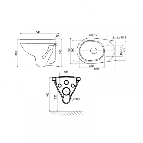картинка Пэк: Santeri Альфа подвесной унитаз с сиденьем + инсталляция + кнопка смыва от магазина Сантехстрой