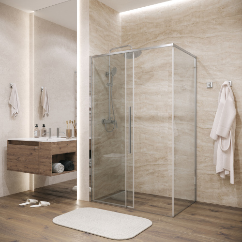 картинка Душевое ограждение Grossman Galaxy 100.K33.01.100.10.00-200.K33.01.90.10.00 (100х90х195) раздвижная,хром,стекло прозрачное,2 места от магазина Сантехстрой