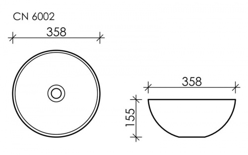 картинка CN6002 Умывальник чаша накладная круглая  Element 358*358*155мм от магазина Сантехстрой