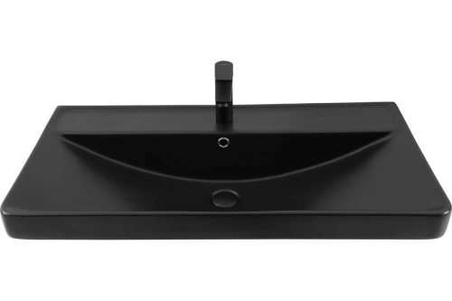 картинка Накладная керамическая раковина Aquanet Ирис 810х480х210 мм, черный матовый 00329249 от магазина Сантехстрой