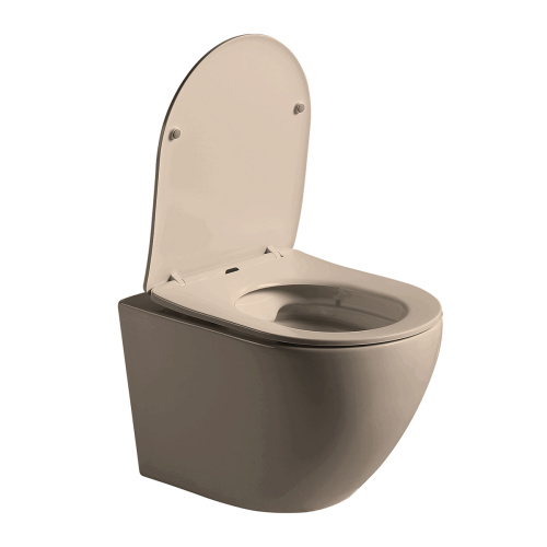 картинка Унитаз подвесной Globo VT1-14SMC безободковый, ультратонкое сиденье soft-close, капучино матовый от магазина Сантехстрой