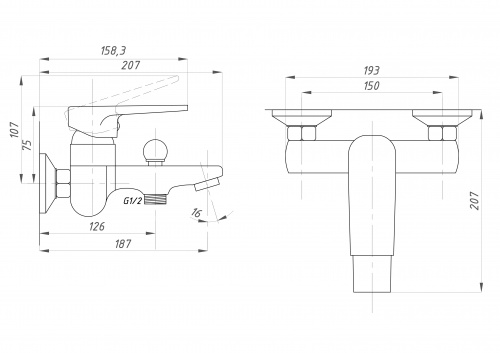 фото смеситель для ванны псм psm-400-1 хром