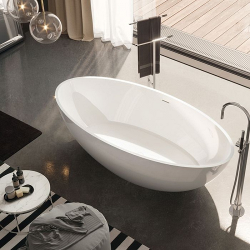 картинка V307BL  CAREZZA | Ванна св/ст 170x80xx52h со сливом SOLID SURFACE бл.белый TREESSE от магазина Сантехстрой