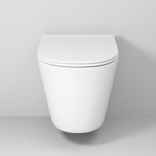 картинка Унитаз подвесной Grossman GR-4477MSQ (485х360х330) безободковый,смыв торнадо,белый матовый с тонкой крышкой,микролифт,1 место от магазина Сантехстрой